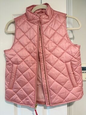 Crewcuts Quilted Pink Sleeveless Puffer Vest, Size Youth Medium